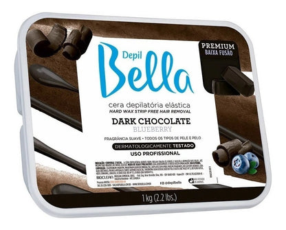 Cera Depilatória Dark Chocolate e Blueberry Depil Bella 1kg