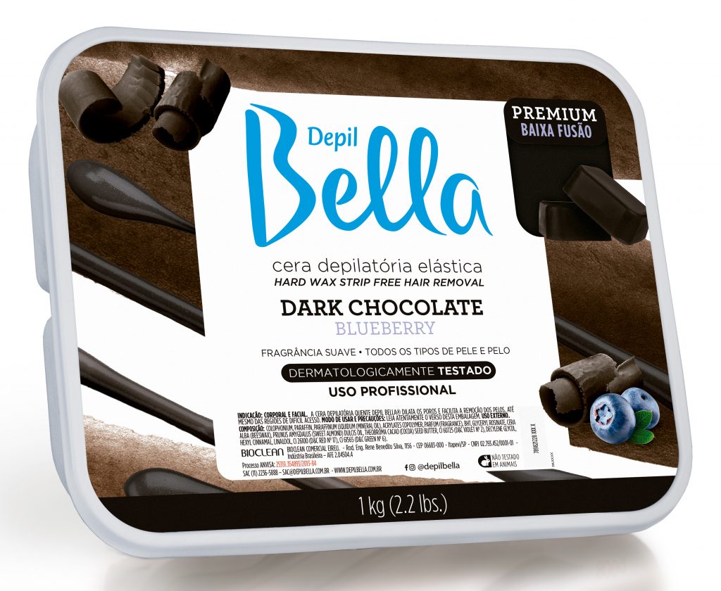 Cera Depilatória Dark Chocolate e Blueberry Depil Bella 1kg